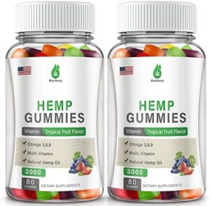 2 Pack Organic and natural Hemp Gummies 3,000 Extra Improve Significant Potency with Pure Hemp Oil Extract Vegan Edible Bear Sweet Manufactured in US