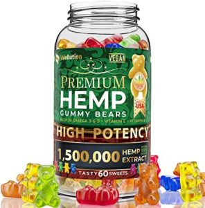 WELLUTION Hemp Gummies 1,500,000 XXL High Potency – Fruity Gummy Bear with Hemp Oil. Natural Hemp Sweet Nutritional supplements with Vitamins and Fatty acids